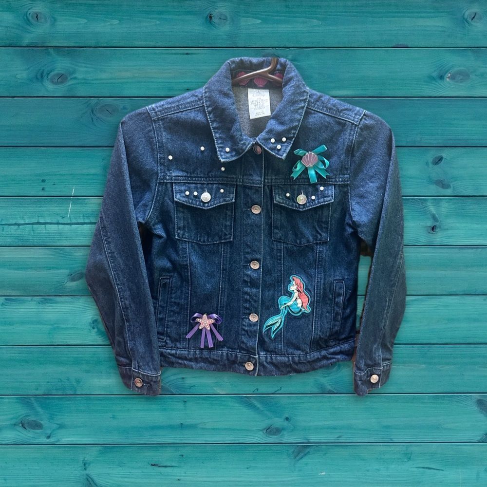Disney The Little Mermaid Princess Ariel Jean Jacket Size 7/8